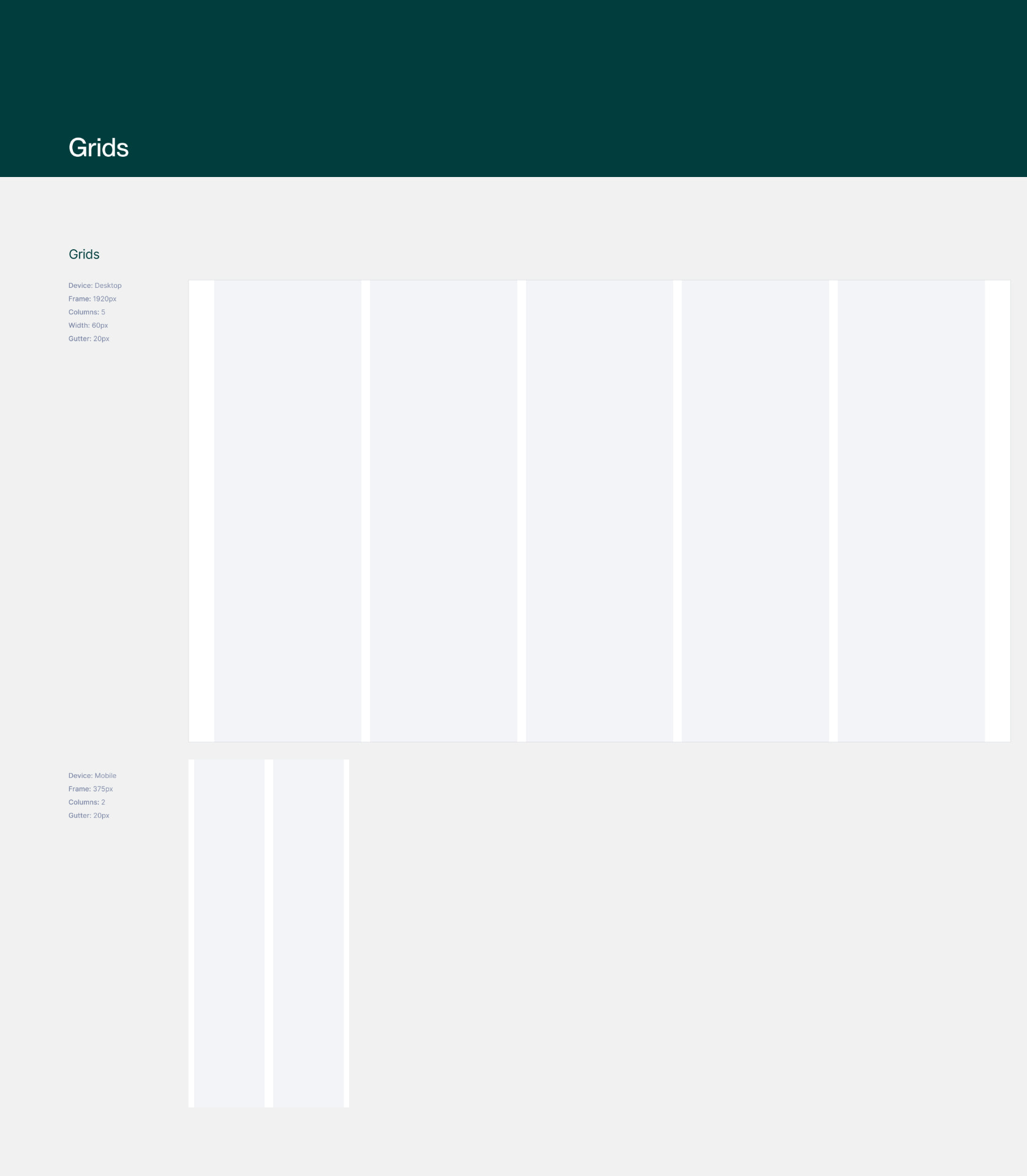 Apollo layout grids for desktop and mobile