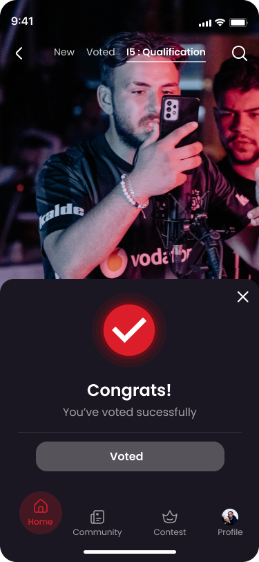 ICON MUSIC — vote confirmed screen