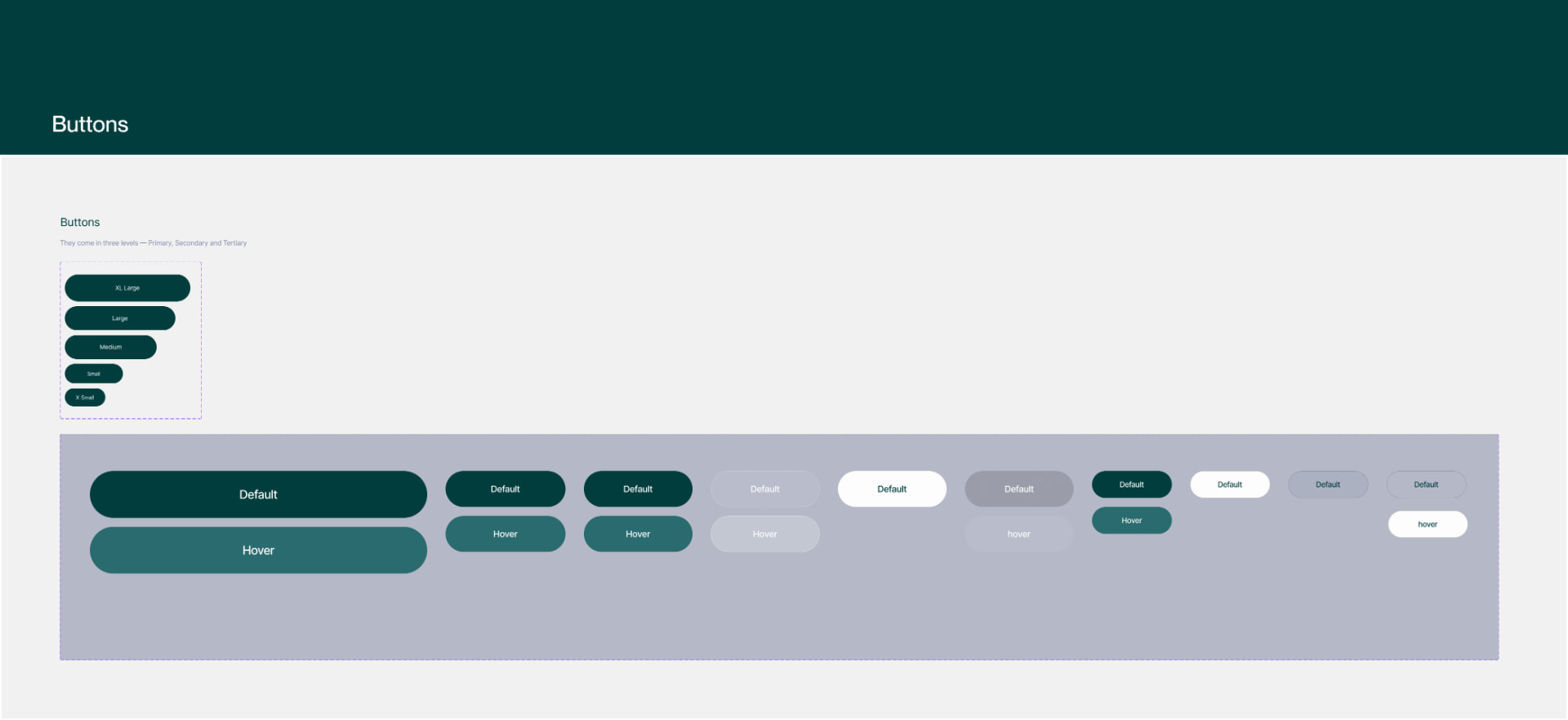 Apollo button variants — sizes, default and hover states