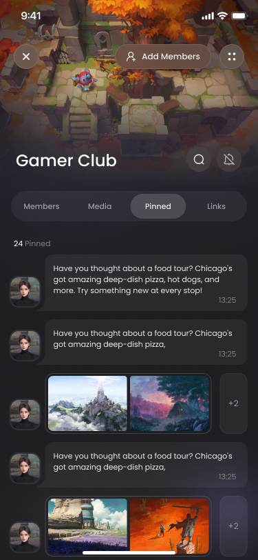 Social & AI Platform — community screen
