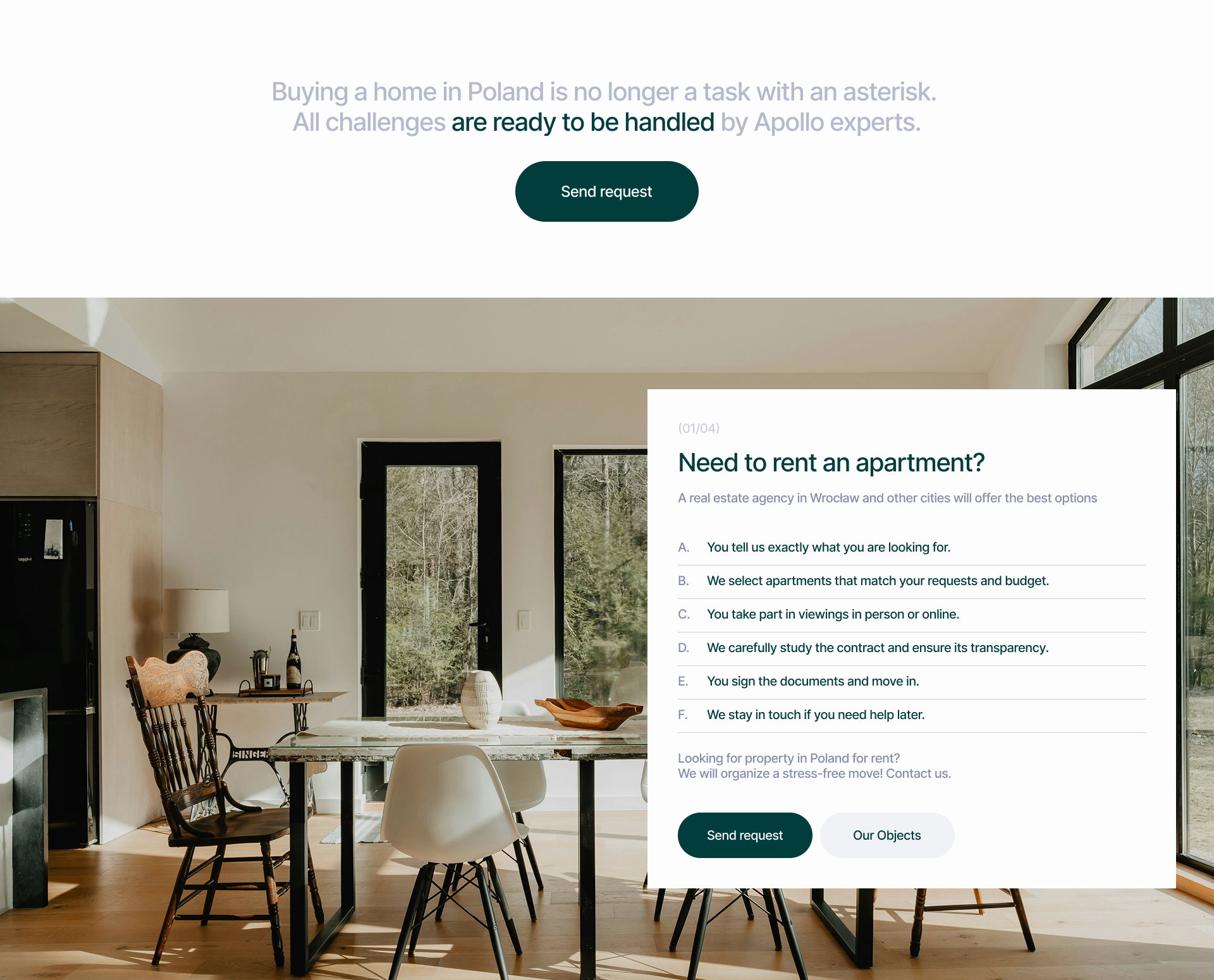 Apollo services call to action and renting process